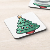 Schattige feestelijk kerstboomontwerp bier onderzetter (Linkerzijde)