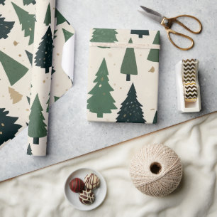 Schattige feestelijk kerstboompatroon inpakpapier