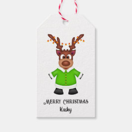Schattige Feestelijk Kerstrendier Aangepast Cadeaulabel