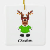 Schattige Feestelijk Kerstrendier Aangepast Keramisch Ornament (Voorkant)
