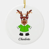 Schattige Feestelijk Kerstrendier Aangepast Keramisch Ornament (Voorkant)