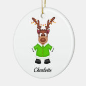 Schattige Feestelijk Kerstrendier Aangepast Keramisch Ornament (Links)