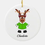 Schattige Feestelijk Kerstrendier Aangepast Keramisch Ornament (Achterkant)