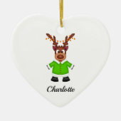 Schattige Feestelijk Kerstrendier Aangepast Keramisch Ornament (Voorkant)