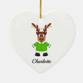 Schattige Feestelijk Kerstrendier Aangepast Keramisch Ornament (Achterkant)