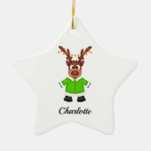 Schattige Feestelijk Kerstrendier Aangepast Keramisch Ornament (Voorkant)