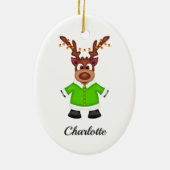 Schattige Feestelijk Kerstrendier Aangepast Keramisch Ornament (Achterkant)
