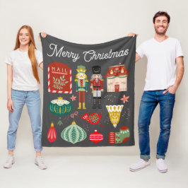 Schattige feestelijk Notenkrakerpatroon Christmas  Fleece Deken
