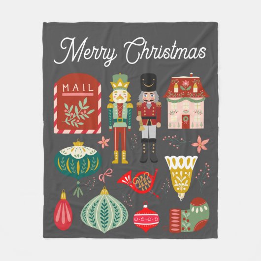 Schattige feestelijk Notenkrakerpatroon Christmas Fleece Deken (Voorkant)