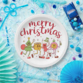 Schattige & feestelijk ontwerp voor vrolijk kerstf papieren bordje (Feest)