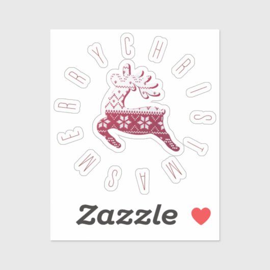 Schattige Feestelijk Rendier Rood & Wit Vrolijk Ke Sticker (Vel)