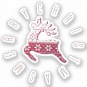 Schattige Feestelijk Rendier Rood & Wit Vrolijk Ke Sticker (Voorkant)