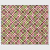 Schattige Feestelijk Retro Roze Paarse Groen Plaid Cadeaupapier (Vlak)
