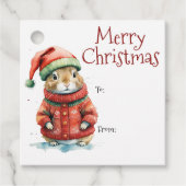 Schattige Feestelijke Hamster in Santa Hat Christm Bedankjes Labels (Voorkant)