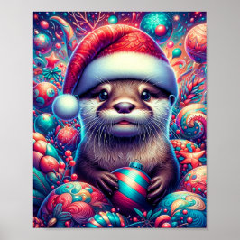 Schattige feestelijke kerstotter poster