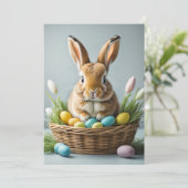 Schattige feestelijke kleine paashaas feestdagenkaart (Staand voorkant)