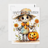 Schattige feestelijke kleine vogelverschrikker briefkaart (Voorkant / Achterkant)