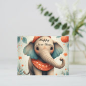 Schattige Feestelijke Olifant Briefkaart (Staand voorkant)