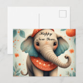 Schattige Feestelijke Olifant Briefkaart (Voorkant / Achterkant)