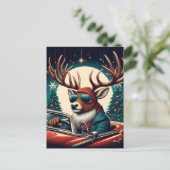 Schattige feestelijke rendieren rijden klassieke a briefkaart (Staand voorkant)