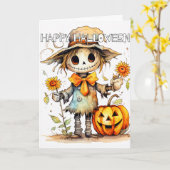 Schattige feestelijke Schattigee vogelverschrikker Kaart (Gele Bloem)