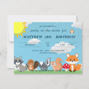 Schattige Feestje In De Bosdieren Kinderen Verjaar Briefkaart