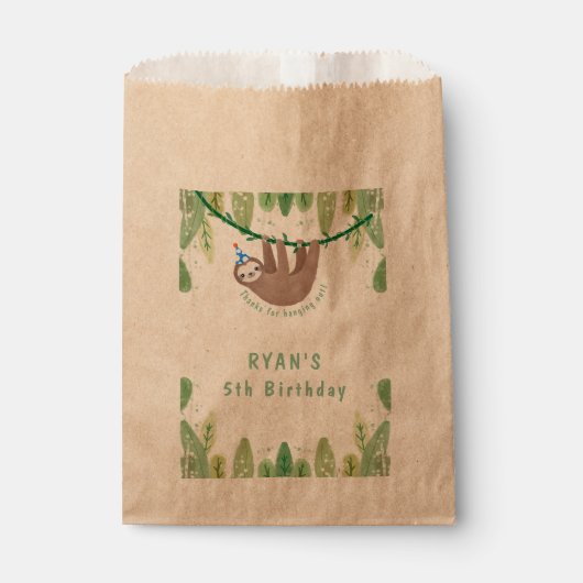 Schattige feestje luiaard blauw en wit pet verjaar bedankzakje (Voorkant)