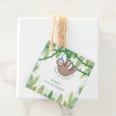 Schattige feestje luiaard blauw pet verjaardag bedankjes labels (In situ)