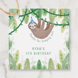 Schattige feestje luiaard blauw pet verjaardag bedankjes labels