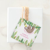 Schattige feestje luiaard geel pet verjaardag bedankjes labels (In situ)