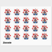 Schattige feestkabouter met hartballonnen 🤡 vierkante sticker (Vel)