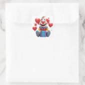 Schattige feestkabouter met hartballonnen 🤡 vierkante sticker (Tas)