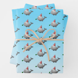 Schattige Feestwalvis Inpakpapier Vel