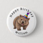 Schattige Feestwombat Ronde Button 5,7 Cm (Voorkant)