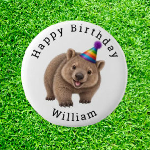 Schattige Feestwombat Ronde Button 5,7 Cm