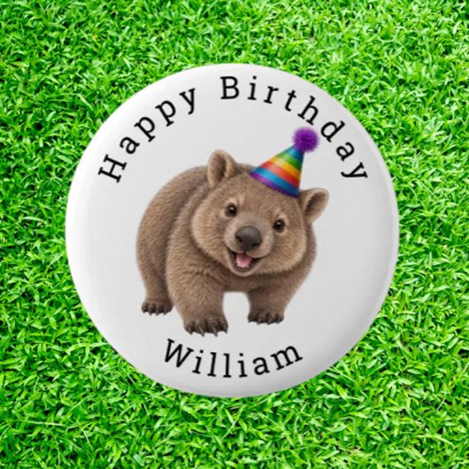 Schattige Feestwombat Ronde Button 5,7 Cm
