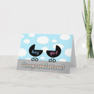 Schattige felicitatie tweeling jongen en meisje kaart