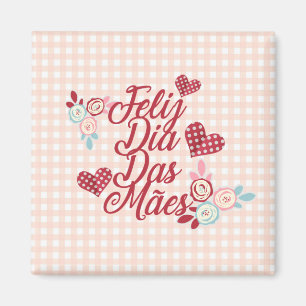 Schattige Feliz Dia Das Mães   Magneet
