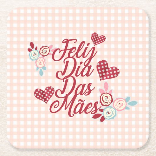 Schattige Feliz Dia Das Mães | Onderzetter (Voorkant)
