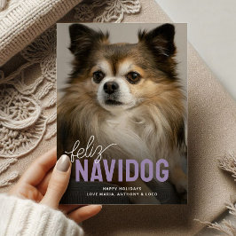 Schattige Feliz Navidog Huisdier Foto Kerstmis Feestdagenkaart