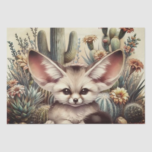 Schattige Fennec Fox Animal Tissuepapier (Voorkant)