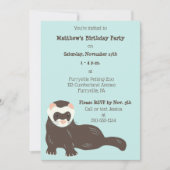 Schattige Ferret Mint Groen en Bruin Verjaardagsfe Kaart (Voorkant)