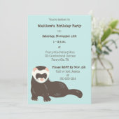 Schattige Ferret Mint Groen en Bruin Verjaardagsfe Kaart (Staand voorkant)