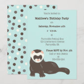 Schattige Ferret Mint Groen en Bruin Verjaardagsfe Kaart (Voorkant / Achterkant)