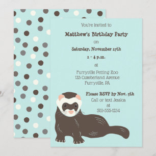 Schattige Ferret Mint Groen en Bruin Verjaardagsfe Kaart