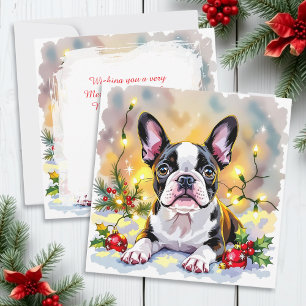 Schattige Festelijke Boston Terrier Persoonlijke K Feestdagenkaart