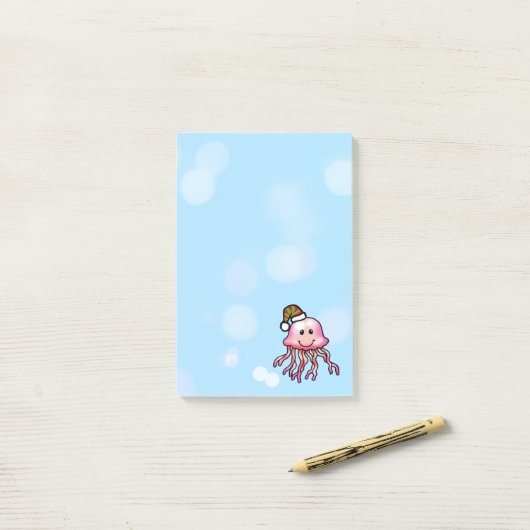 Schattige Festieve Kwallen Cartoon Post-it® Notes (Op bureau)