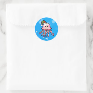 Schattige Festieve Kwallen Cartoon Ronde Sticker