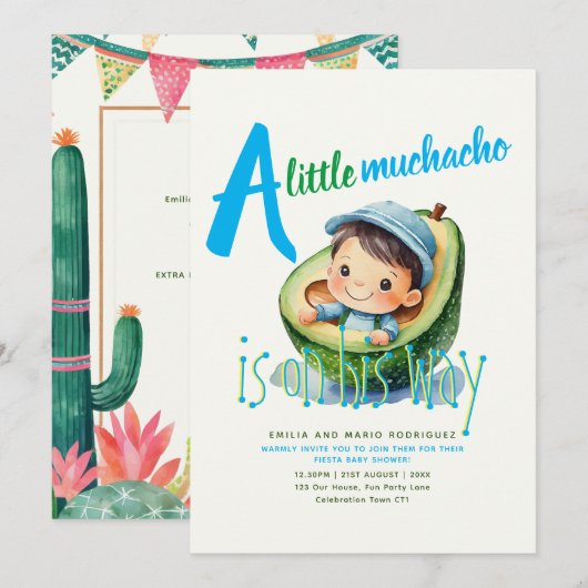 Schattige Fiesta Jongen Baby Borrel Muchacho 5x7 K Kaart (Voorkant / Achterkant)