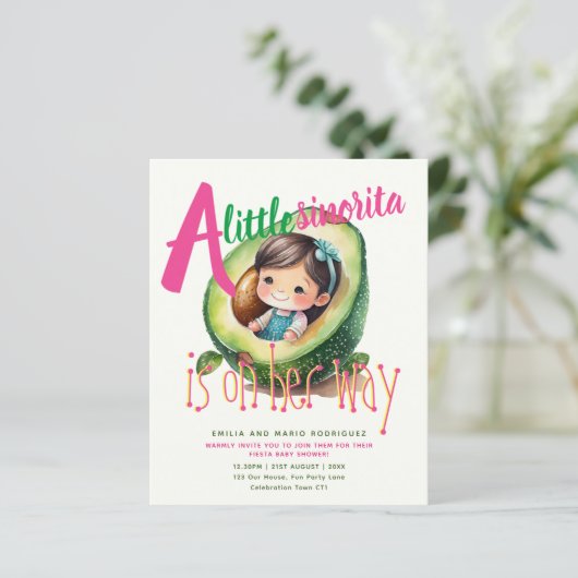 Schattige Fiesta Meisje Baby shower Sinorita BUDGE (Staand voorkant)